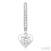 1/2 ctw Heart Shape Dome Round Cut Diamond Fashion Huggie Earrings in 14K White Gold